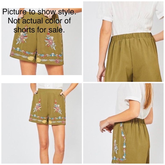 Floral Embroidered High-Waist Shorts by Entro - Picture 7 of 7